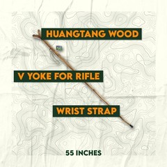 55″ Natural Wood Walking Stick with V Yoke for Rifle, Steel Spike & Metal