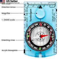 TurnOnSport Orienteering Compass – Advanced Scout for Green Orange