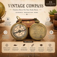 Handmade Brass Compass with Wooden Box – “So You Can Always Find Your Way Bac…