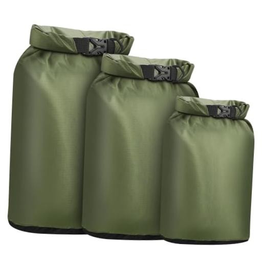 Dry Bag Waterproof 3 Pack Lightweight Dry Sack, 6L&10L&20L Outdoor Stuff Green