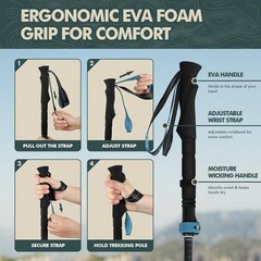 Lightweight Carbon-Aluminum Collapsible Hiking Poles, 2pc Folding