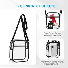 Clear Bag for Stadium Events Small Clear Purse Crossbody Bag for Women Black