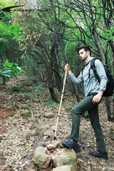 Trekking Poles- 1-pc Pack – Adjustable Hiking or Walking Stick –Strong, Brown