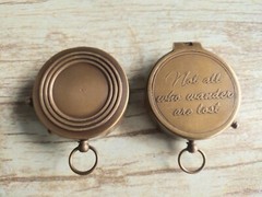 Brass Compass Engraved with Let Your Heart be Your Compass Quote, Gift Compasses