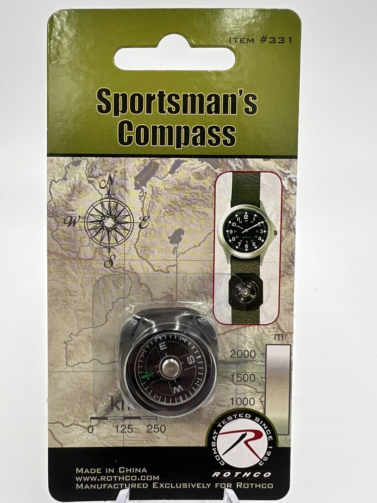 1″ Slide on Watch Wrist Band Strap Compass Outdoor Waterproof Survival Gadget