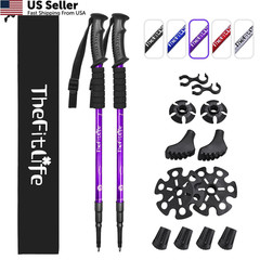 TheFitLife Trekking Poles – 2 From 26″ (65 cm) to 51.2″ (130 cm), Purple