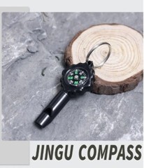 Portable 2-in-1 Whistle Compass Keychain Watch Pocket Outdoor Camping Hiking