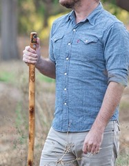 Natural Wood Walking Stick – ‎WS62 Compass and Thermometer
