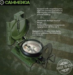 Cammenga Tritium Lensatic Compass US Military Olive Drab Waterproof Shockproof