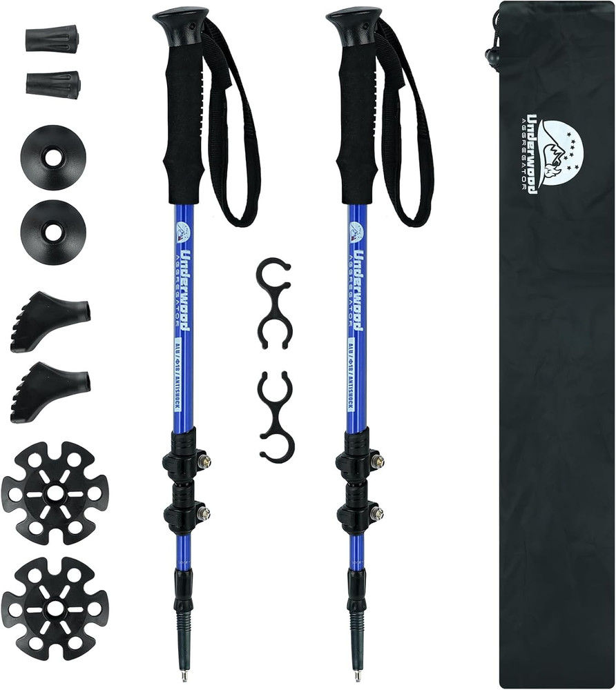 Trekking Poles Collapsible Hiking Poles – 2 Pack Adjustable Aluminum Hiking Stic