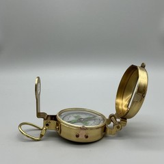 Brass Lensatic Compass Pocket 50mm Military Hiking Sighting Gold Tone Camping