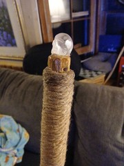 59″ – Hand Carved – Hiking Stick – Walking Cane – Twine Grip – Crystal Skull