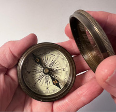 Vintage Brass Maritime Compass with Leather Case Nautical Navigation Instrument