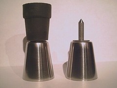 walking stick tip stainless steel for big sticks with a removable rubber bottom