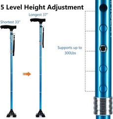 KAKICLAY Trekking Poles Walking Cane Hiking Stick Foldable Lightweight LED Light