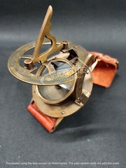 Brass Sundial Compass Wrist Band/Real Leather Band/Wrist Compass Free Keychain
