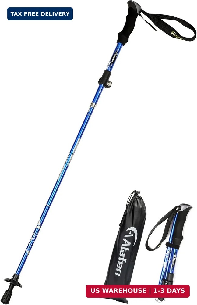 A ALAFEN Aluminum Collapsible Ultralight Travel Trekking Hiking Pole for Men and