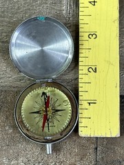 VTG Pasto Metal Pocket Keychain Loop Compass Made in West Germany W/ Hinged Lid