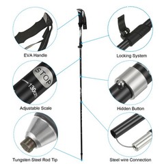 Trekking Poles, Collapsible Hiking Pole 43-51 Inch with Mud Basket Black