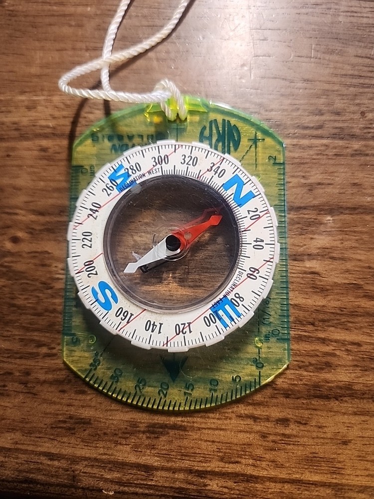 Vintage Brunton Classic Compass Optic Green Baseplate, Blue Cardinal Direction