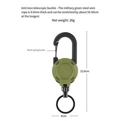 Retractable Keychain with 60cm Steel Cable Great for Keeping Keys Within Reach