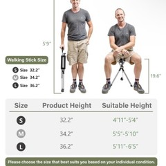 STEP2GOLD Ta-Da Chair Series 2, Portable Trekking Hiking Pole – 36.2” Blue