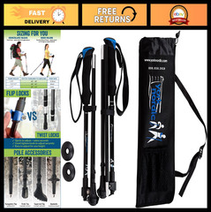Ultralight Folding Hiking Poles – Travel-Friendly with Rubber Feet, Baskets & Ca