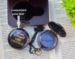 Personalized Engraved Pocket Brass Compass. – 2″Push Button AntiqueBrass Compass