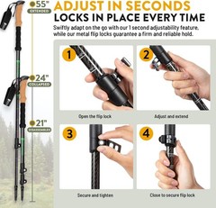 Carbon Fiber Trekking Poles Ultra Strong Lightweight Collapsible Hiking Poles