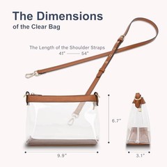 Clear Bag for Stadium Events, Clear Purse for Women Brown