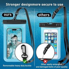 2 Pack Waterproof Phone Pouch, Waterproof Beach Bag 7in A3-Black+Green-2 pack