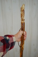 Walking Stick with Wolf Carving – Coyote – HardWood – Strong – Made in USA