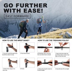 Aluminum Trekking Poles Quick Adjustable Locks Comfort Handle Padded Strap Snow