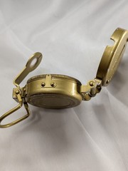 Gold Brass Style Lensatic Pocket Compass Japan Mid Century Hiking Gear Vintage
