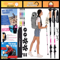 Lightweight Aluminum Trekking Poles – Collapsible Hiking Sticks for Travel & Bal