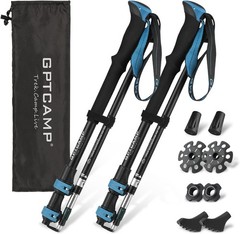 Lightweight Adjustable Collapsible Hiking Sticks, Single Pole or Pair Available
