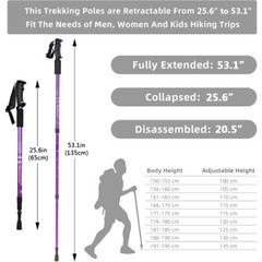 Pair of 2 Anti-Shock Hiking Poles Adjustable Walking Trekking Sticks Alpenstock