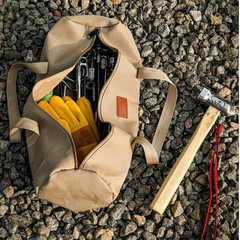 Waterproof Handheld Tent Peg Bag 42x15cm 900D Oxford Fabric 21cm Webbing Handle