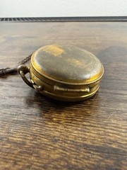 Vintage Antique Brass Pocket Compass Made In France Military Style W/CHAIN Works