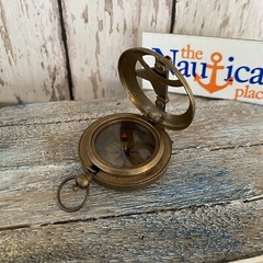 Antique Finish Brass Sundial Compass – Small Pocket Style – Nautical Steampunk