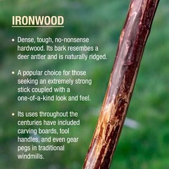 Brazos 48″ Free Form Ironwood Walking Stick Hiking Trekking Pole, Made in the