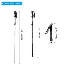 Trekking Poles, Collapsible Hiking Pole 43-51 Inch with Mud Basket Black