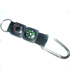 Mini Carabiner w/ Keychain Buckle Compass Thermometer Camping Outdoor Survival