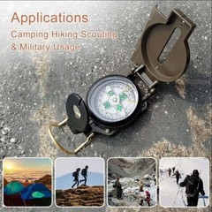 1× Portable Compass Military Outdoor Camping Folding CompassTrip Tool Army Green
