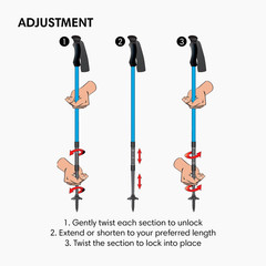 Compact 3 Trekking Poles – 5.6 Oz Ultralight, Backpacking, Thru Hiking Poles, Ad