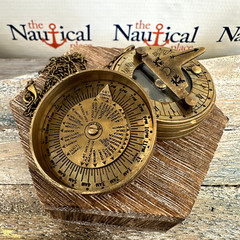 Antique Finish Brass Pocket Sundial Compass w/ Screw On Lid – Nautical Style