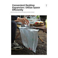 Compact Stainless Steel Trash Bag Hanger 25.5x5x32cm for Outdoor Camping Use