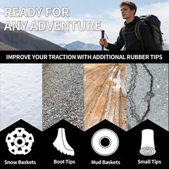 Lightweight Aluminum LED Trekking Pole, Collapsible Walking Sticks 1 Pack
