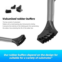 6 Pack Hiking Walking Sticks Rubber Tips, Replacement Tips Protectors black