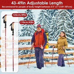 2PCS Adjustable Collapsible Hiking Trekking Poles Aluminum EVA Grip Walking